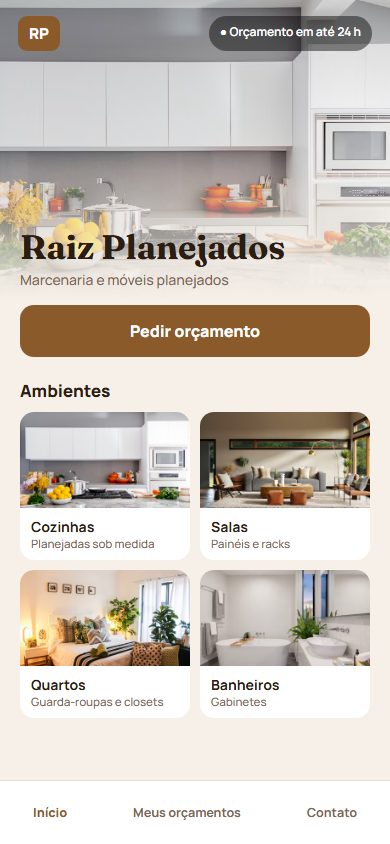Tela ilustrativa de app para marcenaria